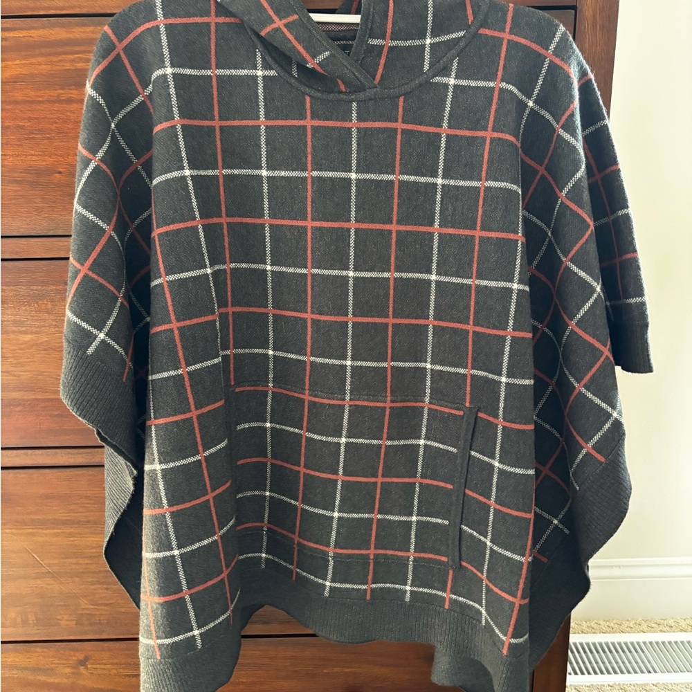Tahari Plaid Hooded Poncho